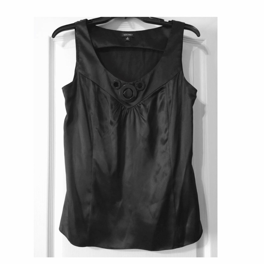 ❤️SOLD❤️Nine West Black Silk Career Top Blouse